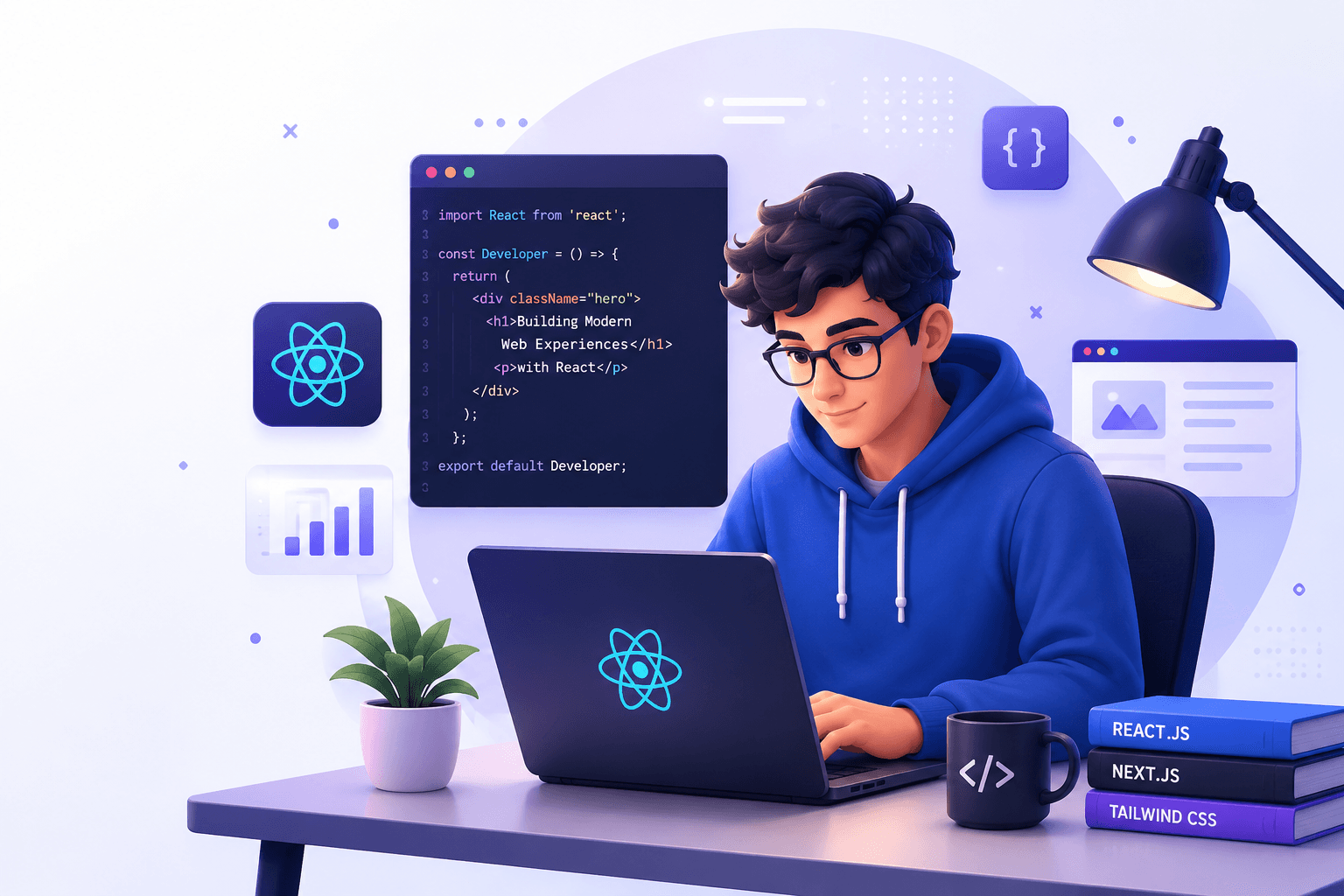 Illustration representing full-stack web development